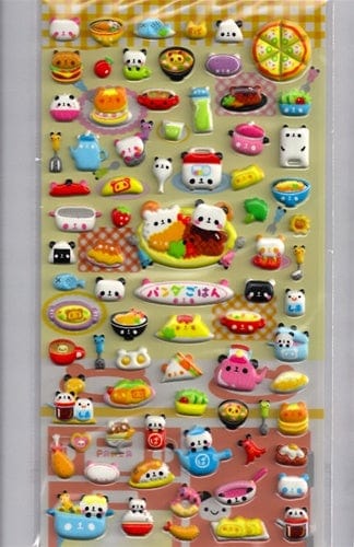 Kamio Panda CafŽ Spongy Marshmallow Stickers