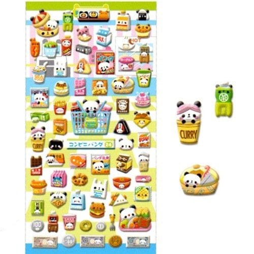 Kamio Panda Grocery Spongy Poofy Stickers