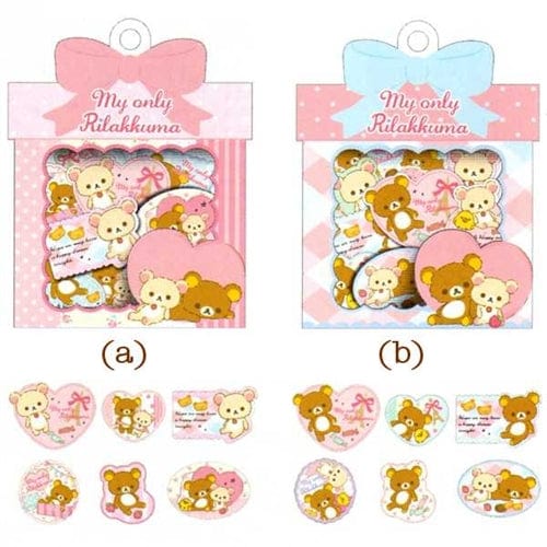 San-X My Only Rilakkuma 60-Piece Sticker Sack: Pink Ribbon