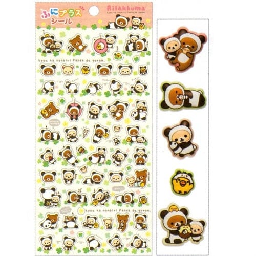 San-X Rilakkuma Transparent & Puffy Stickers Panda