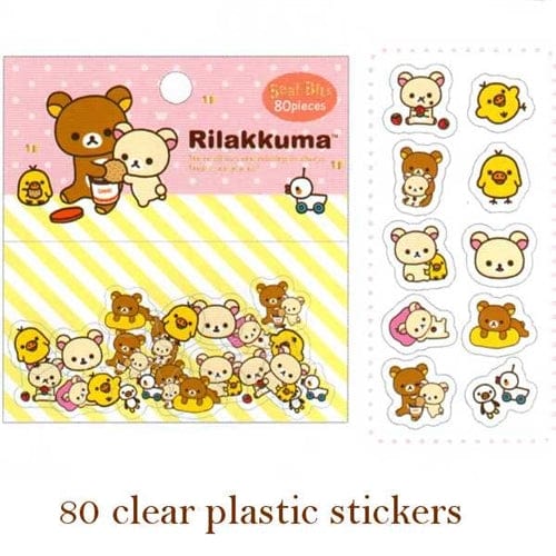 San-X Rilakkuma Relax Bear 80-Piece Clear Sticker Sack: (B)