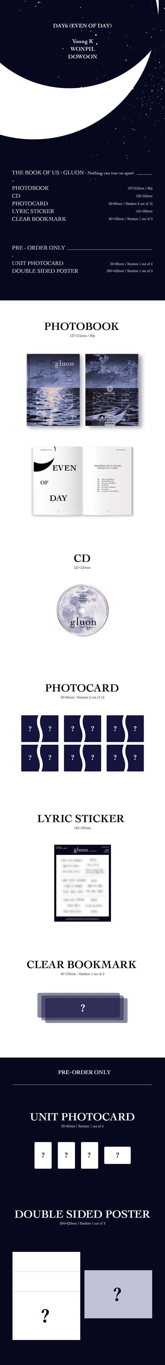 Korea Pop Store DAY6 (EVEN OF DAY) - The Book Of Us: Gluon - Nothing Can Tear Us Apart (1ST MINI ALBUM) Kawaii Gifts 8809633189104