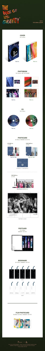 Korea Pop Store DAY6 - THE BOOK OF US : GRAVITY (5TH MINI ALBUM) Kawaii Gifts 8809440338962