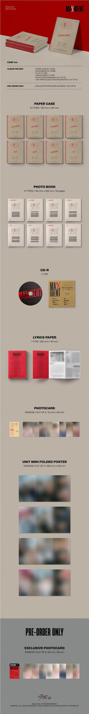 Korea Pop Store STRAY KIDS - Maxident (CASE VER.) RANDOM VER. Kawaii Gifts