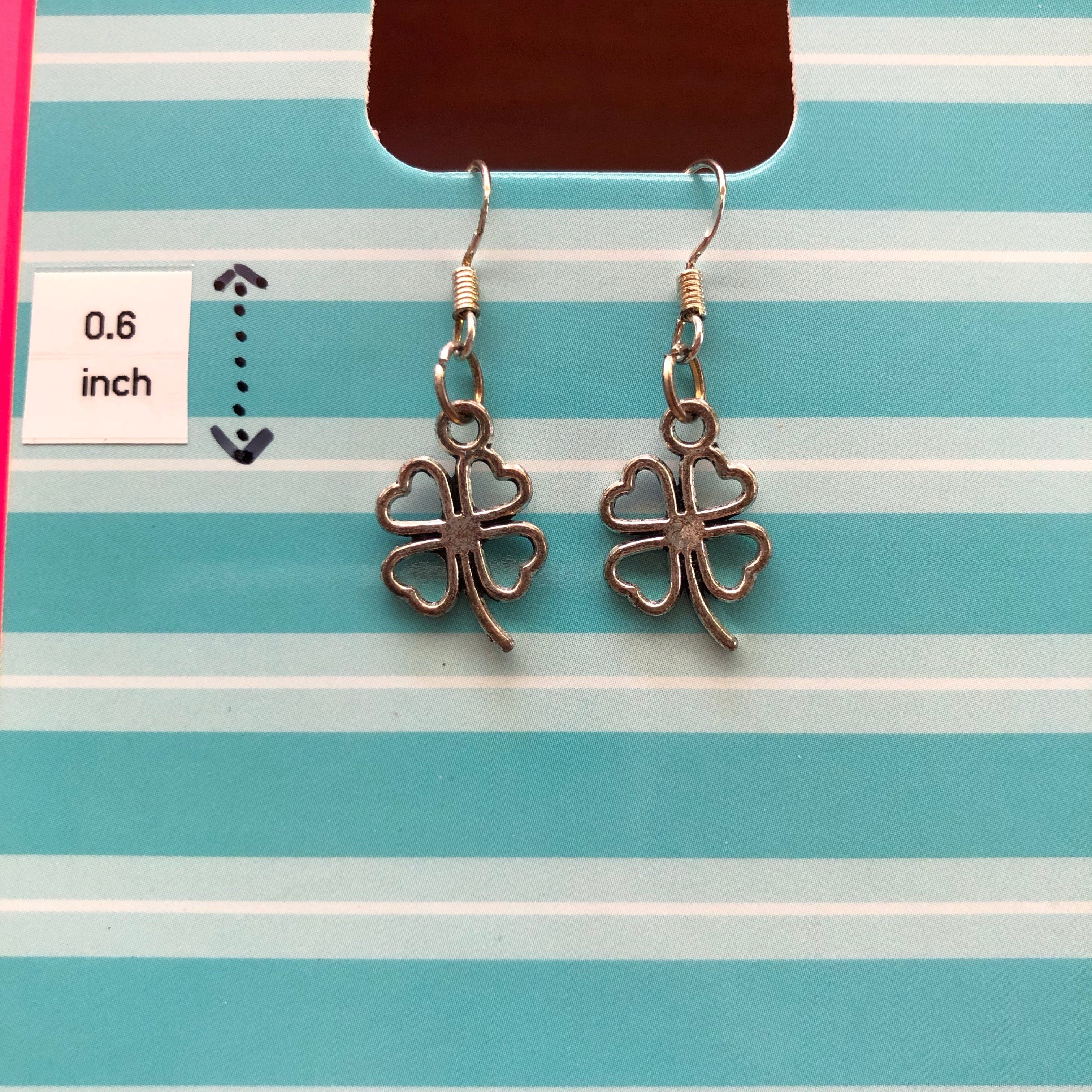Macaron Open Heart Clover Earrings with 925 Sterling Silver Hooks Kawaii Gifts 75980301