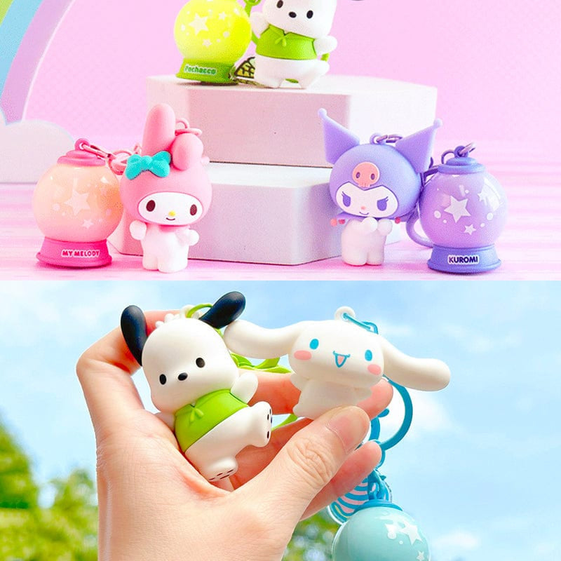 Banzai Living Sanrio Light It Up Lantern Keychains: Pochacco, My Melody, Kuromi, Cinnamoroll Kawaii Gifts