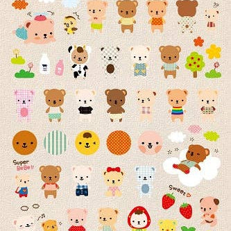 BCmini 37799 Bebe Bear Gel Stickers Kawaii Gifts