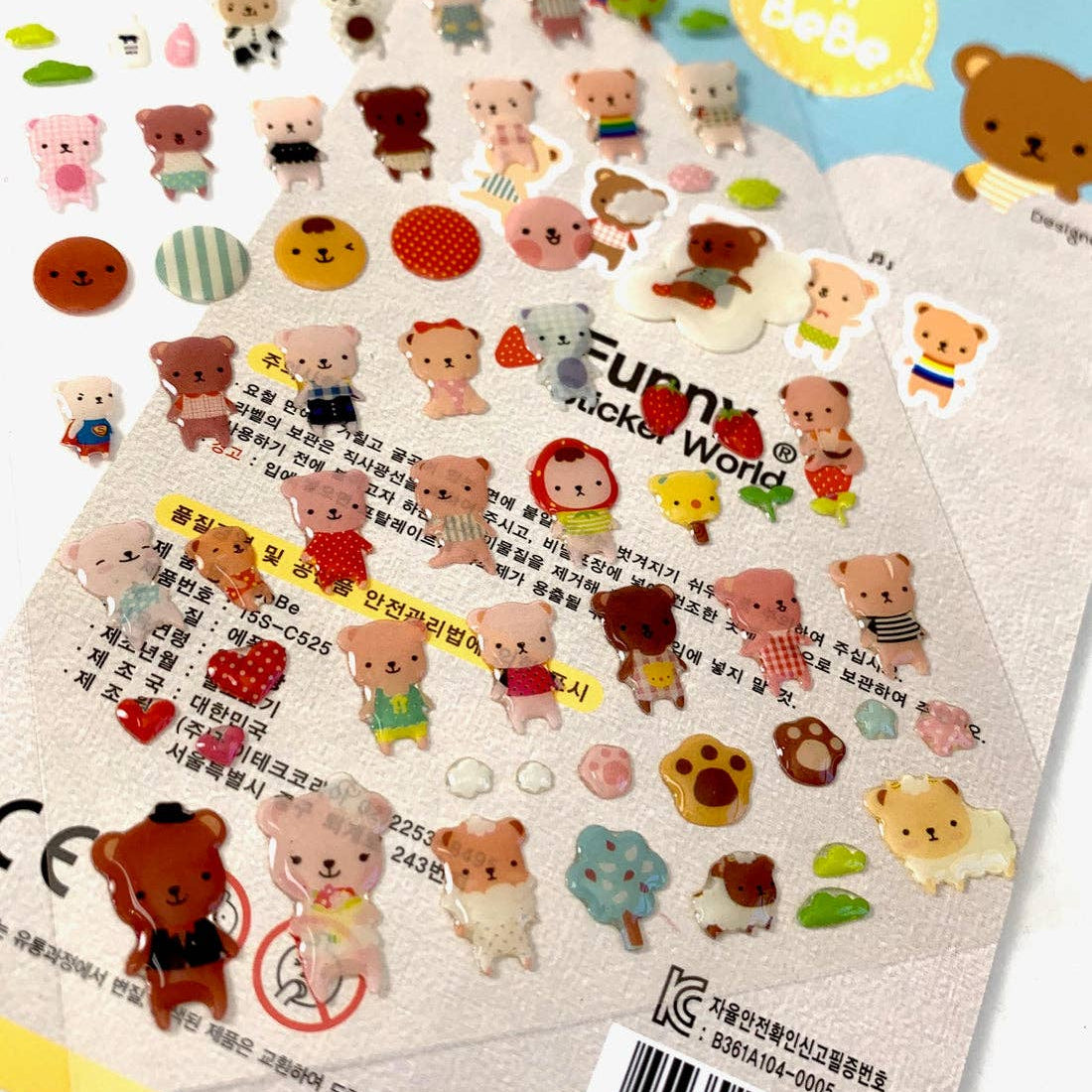 BCmini 37799 Bebe Bear Gel Stickers Kawaii Gifts