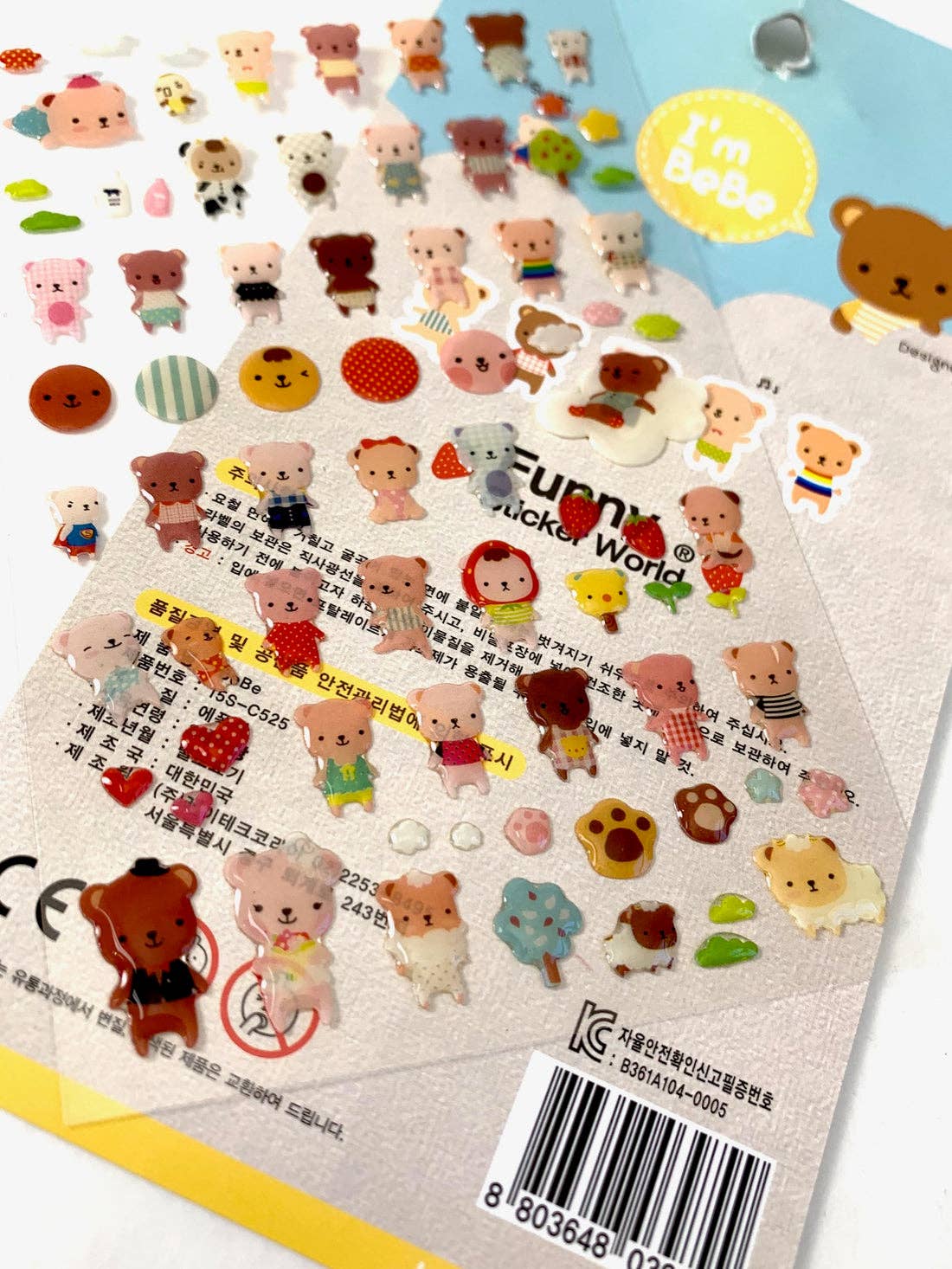 BCmini 37799 Bebe Bear Gel Stickers Kawaii Gifts