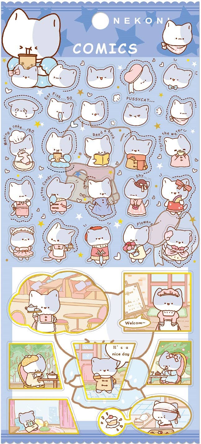 BCmini Cat Comics Nekoni Stickers Kawaii Gifts