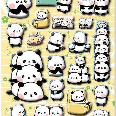 BCmini Panda Puffy Stickers Kawaii Gifts