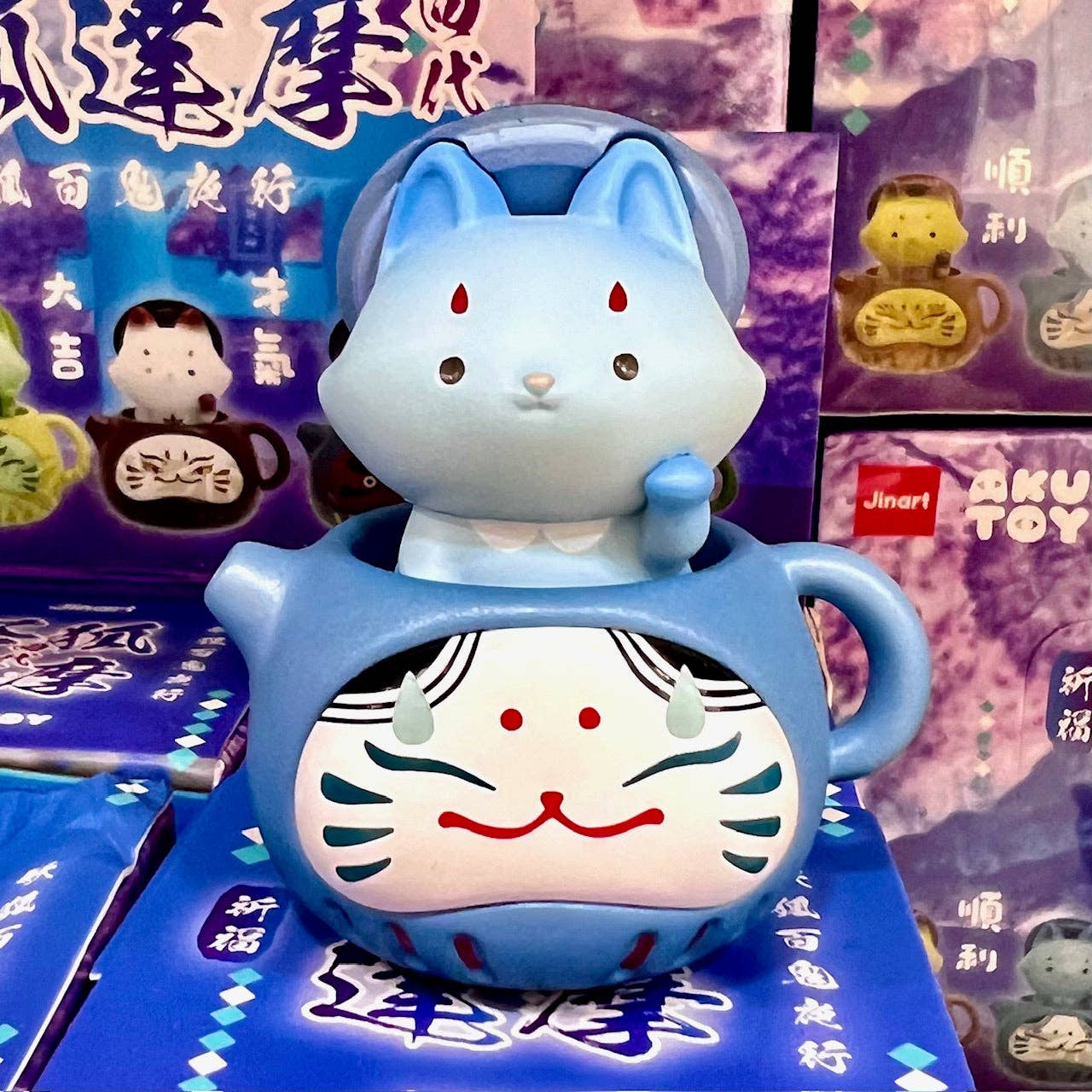 狸猫さま Jinart Tea Pot Fox Daruma Surprise Box – Kawaii Gifts