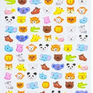 BCmini Zoo Animals Puffy Stickers-10 Kawaii Gifts