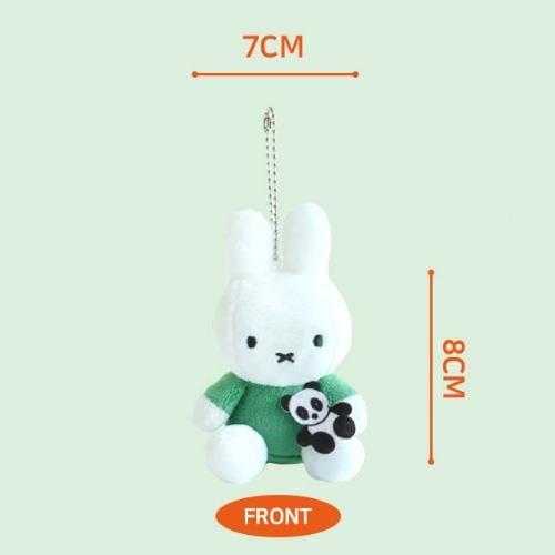 BeeCrazee Miffy 4.5" Plushie Mascot Keychain Animal Series Green with Panda Kawaii Gifts 8809644508864