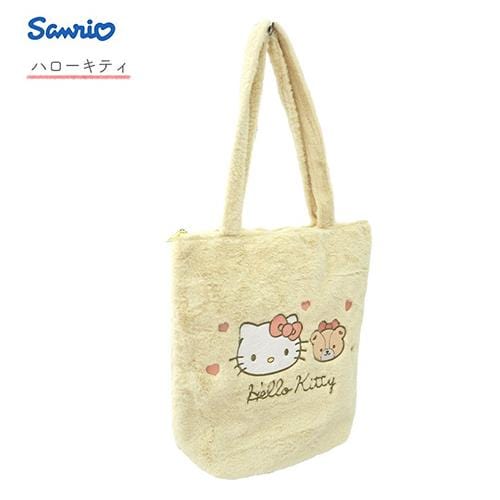 BeeCrazee Sanrio 15" Fluffy Tote Bags with Zippers: Cinnamoroll, Kuromi, My Melody & Hello Kitty Hello Kitty Kawaii Gifts 4990270145500
