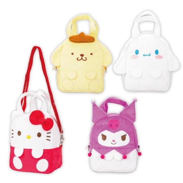 BeeCrazee Sanrio Friends Fluffy 2-Way Bags: Cinnamoroll, Hello Kitty, Kuromi, My Melody Kawaii Gifts