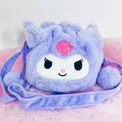 BeeCrazee Sanrio Friends Plushy Face Crossbody Bag: Cinnamoroll, Hello Kitty, Kuromi, My Melody Kuromi Kawaii Gifts 8809922252991