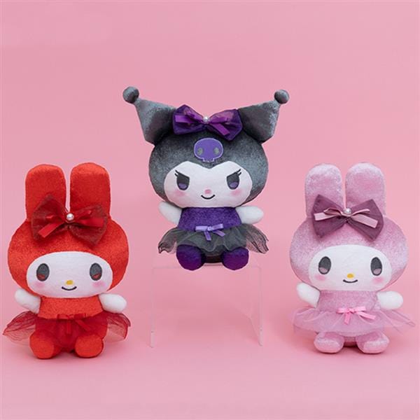 BeeCrazee Kuromi & My Melody 7.5" Lace Dress Plushies Kawaii Gifts