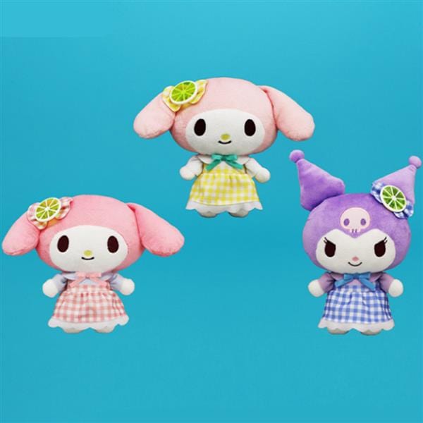 BeeCrazee Kuromi & My Melody 8" Lemon Gingham Plushies Kawaii Gifts