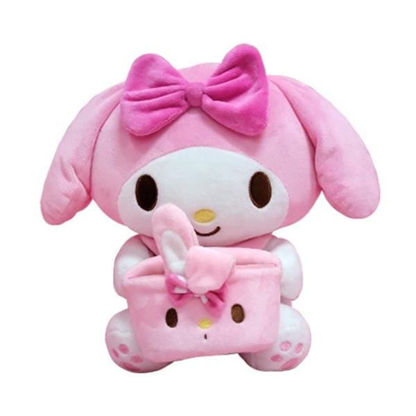 BeeCrazee Sanrio Friends With Basket 10" Plushies: Hello Kitty,  Cinnamoroll, My Melody, Kuromi My Melody Kawaii Gifts 8809571507862