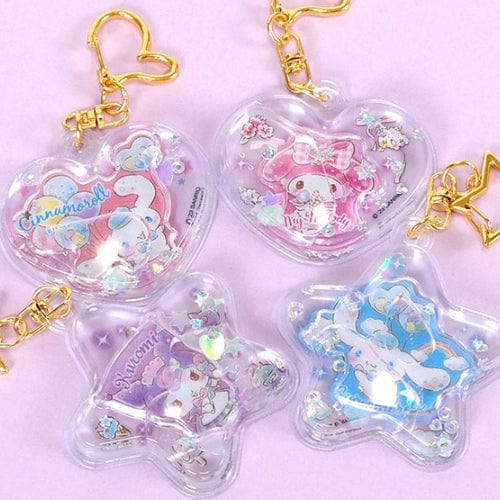 BeeCrazee Sanrio Friends Stickers & Water Star Keychain Sets: CInnamoroll, Kuromi, My Melody Kawaii Gifts