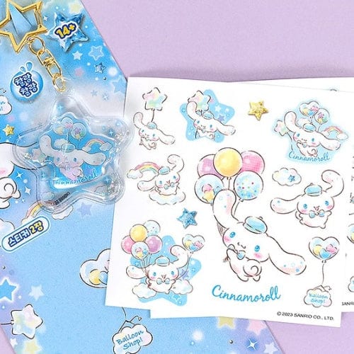 BeeCrazee Sanrio Friends Stickers & Water Star Keychain Sets: CInnamoroll, Kuromi, My Melody Kawaii Gifts