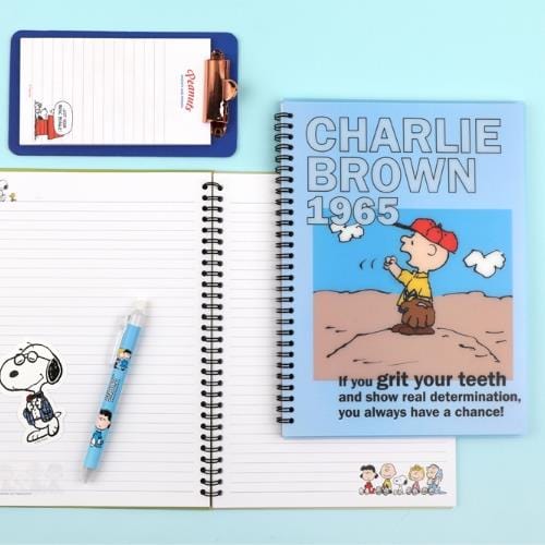 BeeCrazee Peanuts Snoopy Spiral Notebooks with PP Covers Blue Kawaii Gifts 8809854910358