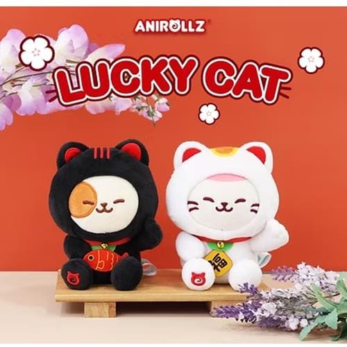 BeeCrazee Lucky Cat Maneki Neko Anirollz 6" Plushies Kawaii Gifts