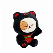 BeeCrazee Lucky Cat Maneki Neko Anirollz 6" Plushies Black Puppiroll Kawaii Gifts 810043606561