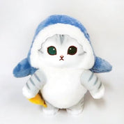 BeeCrazee Mofusand Gray Tabby Cat as Great White Shark Holding Prey Plushies Large 10" Kawaii Gifts 8809592547809