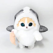 BeeCrazee Mofusand Red & Cream Cat as Saw Tooth Shark Holding Prey Plushies Large 10" Kawaii Gifts 8809592547816