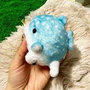 BeeCrazee Mofusand White & Gray Cat as Whale Shark Holding a Fish Plushies Kawaii Gifts