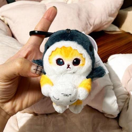 BeeCrazee Mofusand Yellow Tabby Cat as Orca Holding a Seal Plushies Kawaii Gifts