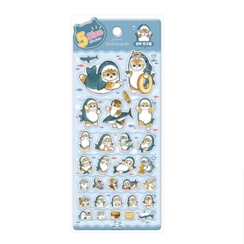 BeeCrazee Mofusand 5-Size Stickers: Fruits, Dessert, Shark, Animal, K-Food Shark Kawaii Gifts 8809854315146