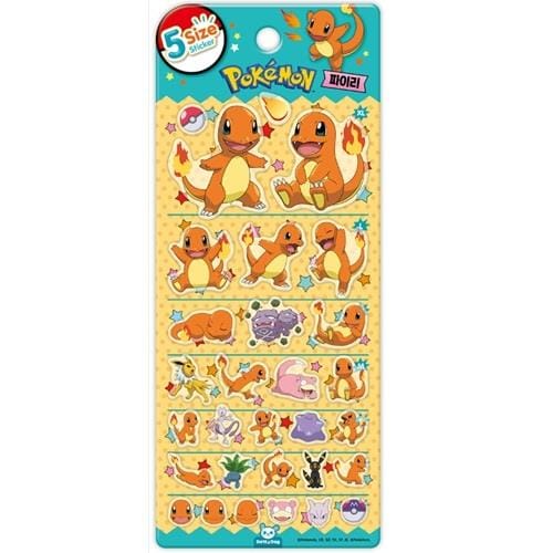 BeeCrazee Pokemon 5-Size Stickers: Bulbasaur, Pikachu, Charmander, and Squirtle Charmander Kawaii Gifts 8809854314491