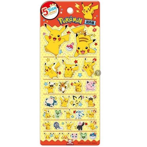 BeeCrazee Pokemon 5-Size Stickers: Bulbasaur, Pikachu, Charmander, and Squirtle Pikachu Kawaii Gifts 8809854314484