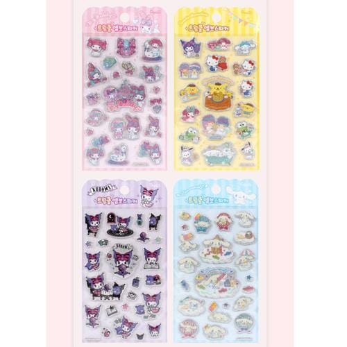 BeeCrazee Sanrio Friends Sparkly Puffy Stickers: All Stars, My Melody, Kuromi, Cinnamoroll Kawaii Gifts