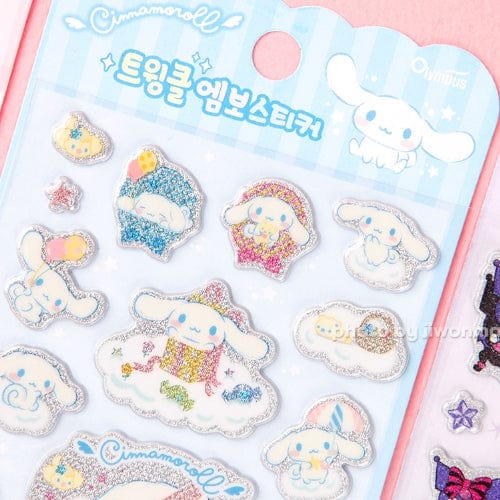 BeeCrazee Sanrio Friends Sparkly Puffy Stickers: All Stars, My Melody, Kuromi, Cinnamoroll Kawaii Gifts