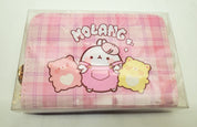 BeeCrazee Molang Zip Around Wallets Pink Gingham Kawaii Gifts