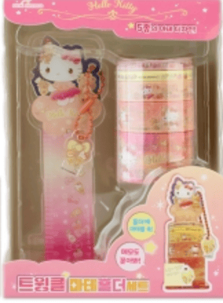BeeCrazee Sanrio Friends All Stars Twinkle Washi Tapes & Tape Holder Keychain Set Hello Kitty Kawaii Gifts