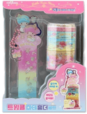 BeeCrazee Sanrio Friends All Stars Twinkle Washi Tapes & Tape Holder Keychain Set My Little Twin Stars Kawaii Gifts 8809955831996
