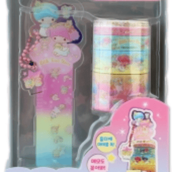 BeeCrazee Sanrio Friends All Stars Twinkle Washi Tapes & Tape Holder Keychain Set My Little Twin Stars Kawaii Gifts 8809955831996