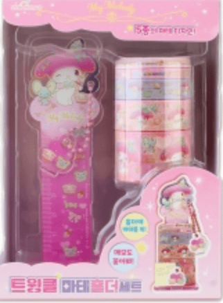 BeeCrazee Sanrio Friends All Stars Twinkle Washi Tapes & Tape Holder Keychain Set My Melody Kawaii Gifts