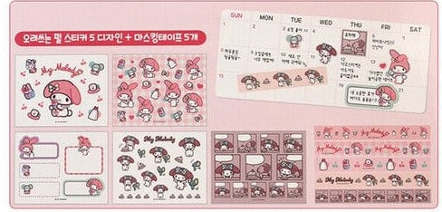 BeeCrazee Sanrio Friends Stickers & Washi Tapes Set: Kuromi, My Melody, Cinnamoroll & Character Mix Kawaii Gifts