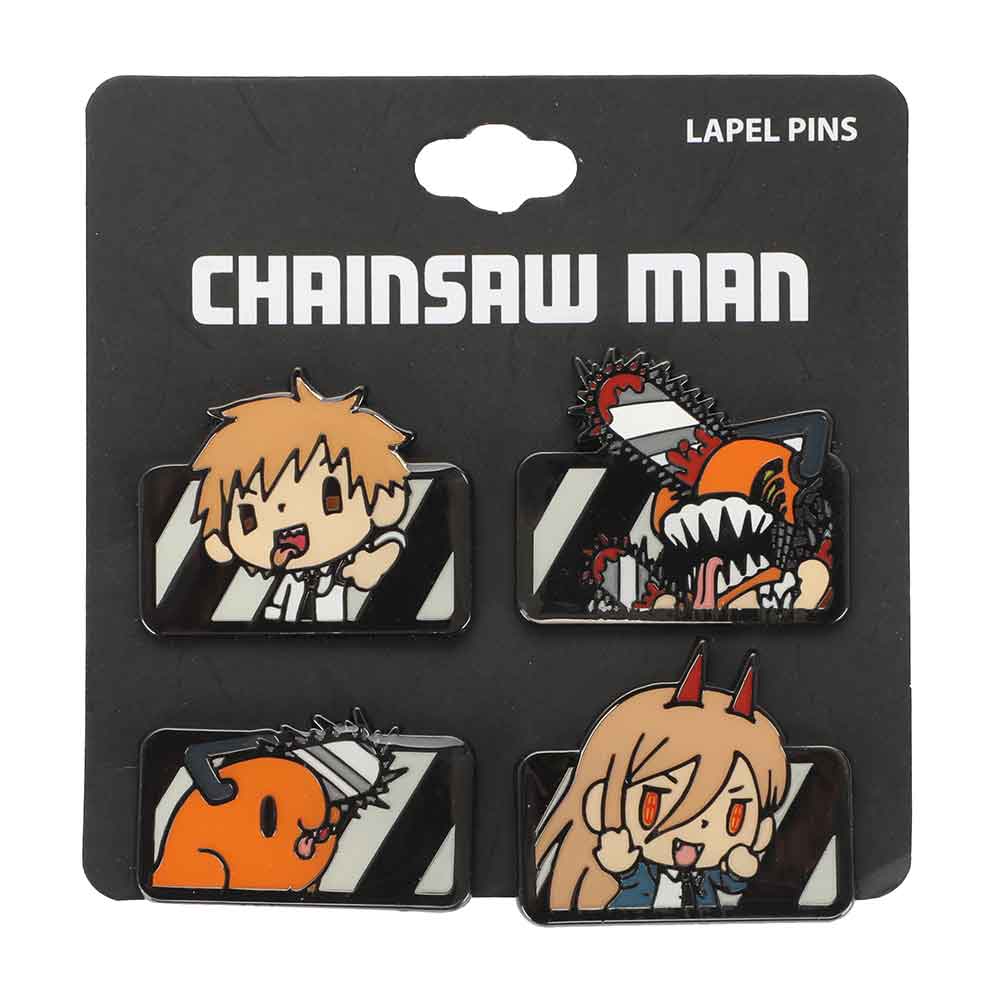 BioWorld Chainsaw Man Chibi 4-Piece Enamel Pin Set Kawaii Gifts 197394515491