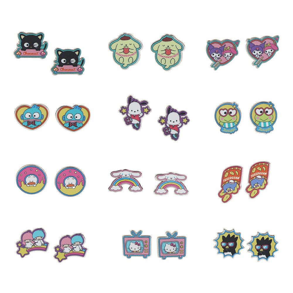 BioWorld Hello Kitty & Friends 12-Pair Earrings Set Kawaii Gifts 197394549977
