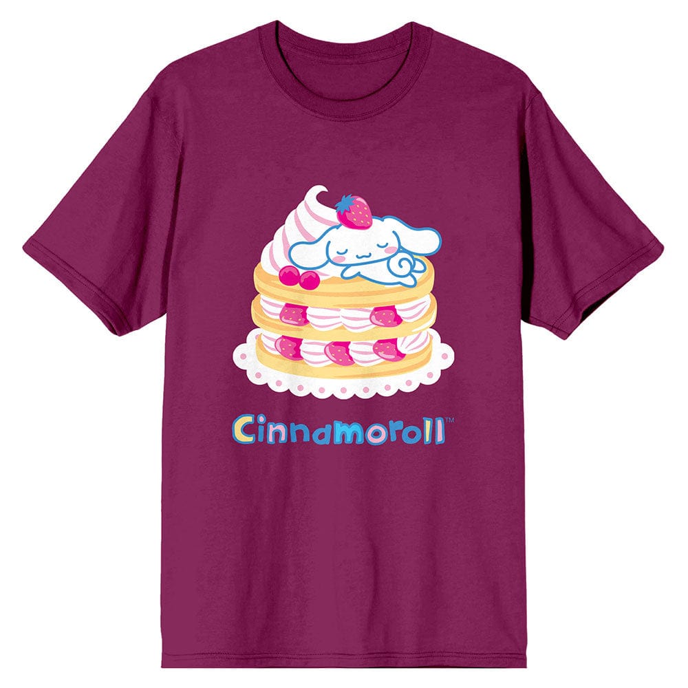 BioWorld Cinnamoroll Strawberries and Waffles on Berry Tee Unisex Kawaii Gifts