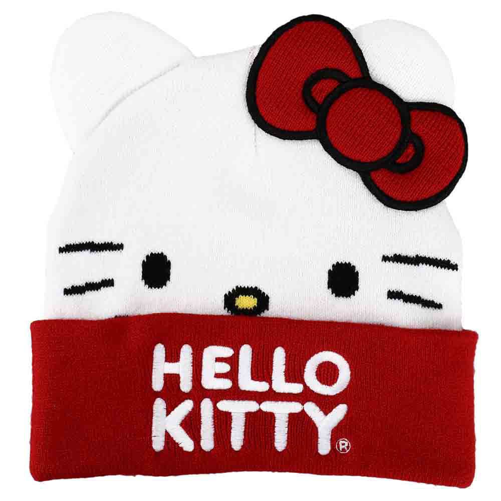 BioWorld Hello Kitty Face Embroidered Cuff Beanie Hat Kawaii Gifts 196179066333