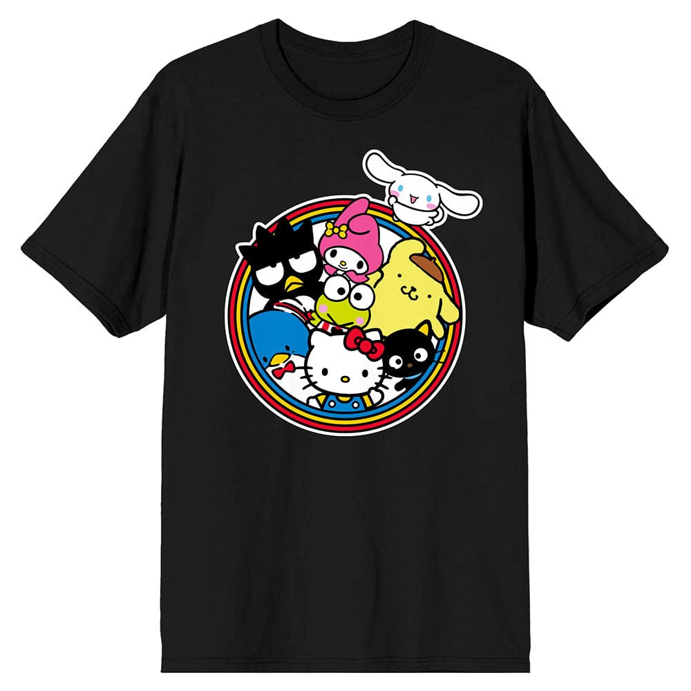 BioWorld Hello Kitty & Friends Together Rainbow Black Tee Unisex Kawaii Gifts