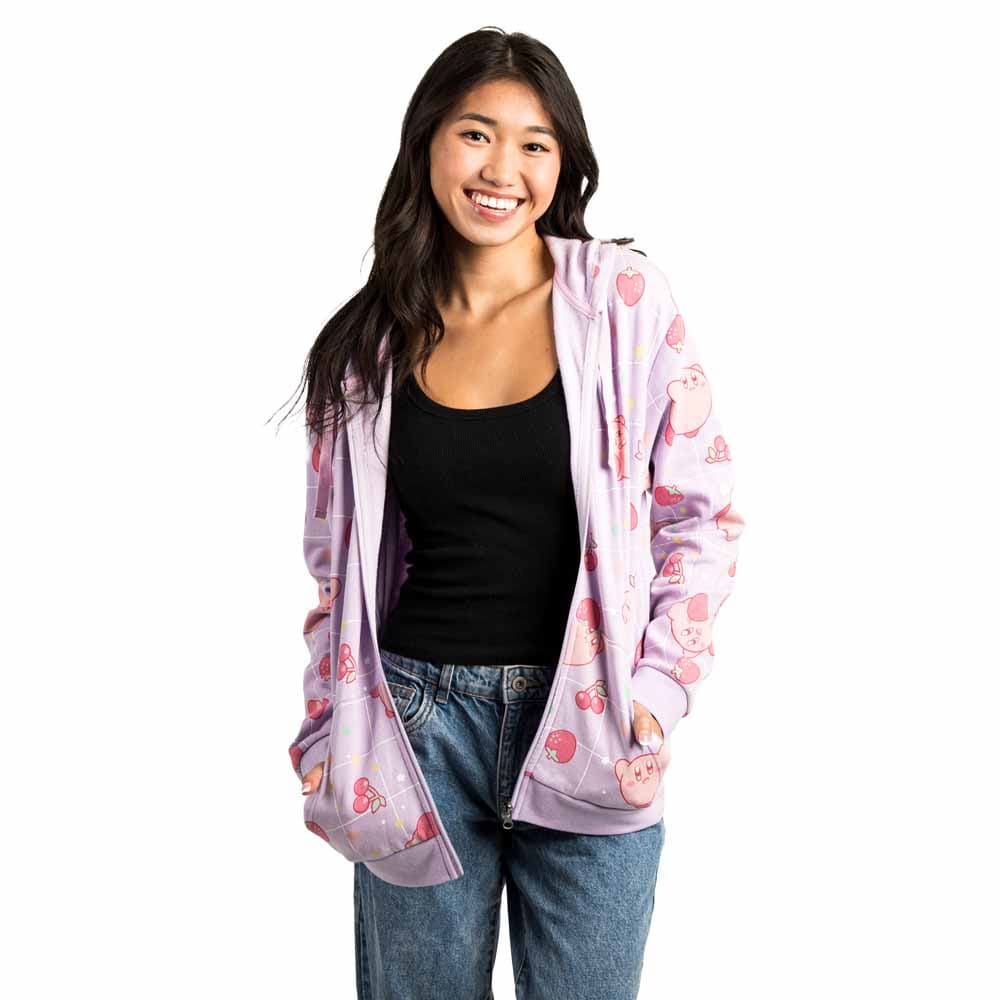 BioWorld Kirby Cherries Zip-Up Hoodies Kawaii Gifts